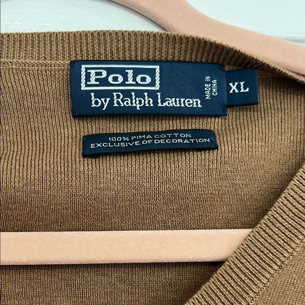 Polo by Ralph Lauren Men's Brown V-Neck Sweater - Picture 4 of 4